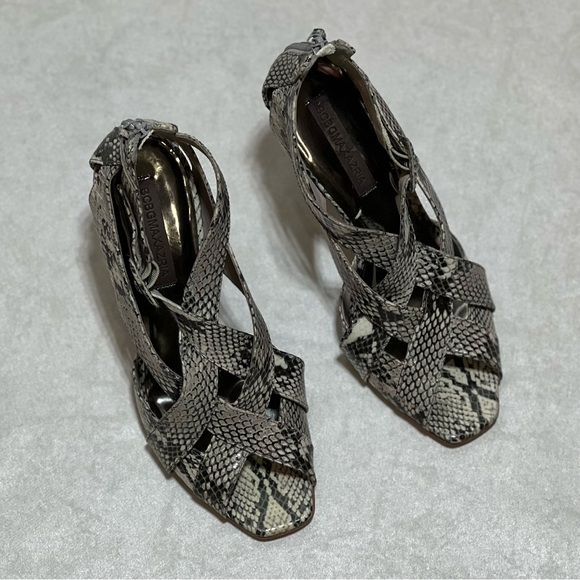 BCBGMaxAzria Shoes - BCBG MaxAzria Ashlee Steel Gray Safari Snake Print Sandal, Size 8 1/2B